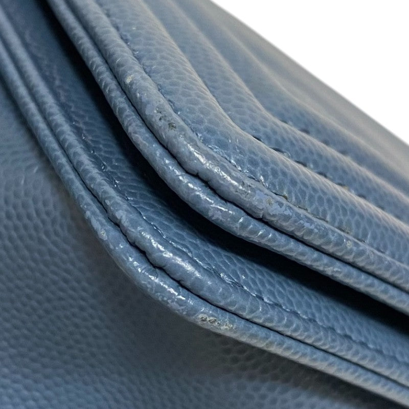 シャネル CHANEL ボーイシャネル25 A67086 25番台 ブルー ゴールド金具 キャビアスキン レディース ショルダーバッグ