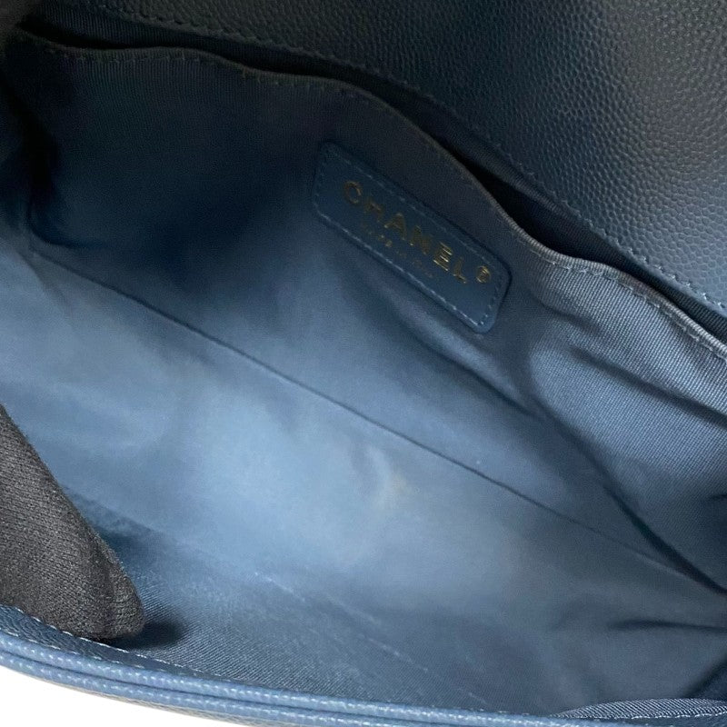 シャネル CHANEL ボーイシャネル25 A67086 25番台 ブルー ゴールド金具 キャビアスキン レディース ショルダーバッグ