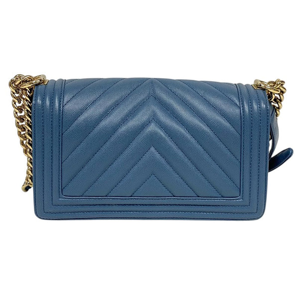 シャネル CHANEL ボーイシャネル25 A67086 25番台 ブルー ゴールド金具 キャビアスキン レディース ショルダーバッグ