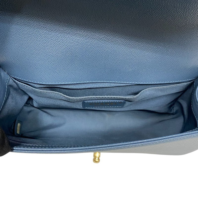 シャネル CHANEL ボーイシャネル25 A67086 25番台 ブルー ゴールド金具 キャビアスキン レディース ショルダーバッグ