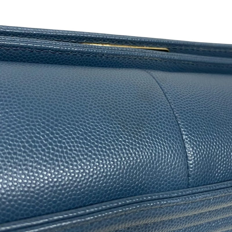 シャネル CHANEL ボーイシャネル25 A67086 25番台 ブルー ゴールド金具 キャビアスキン レディース ショルダーバッグ