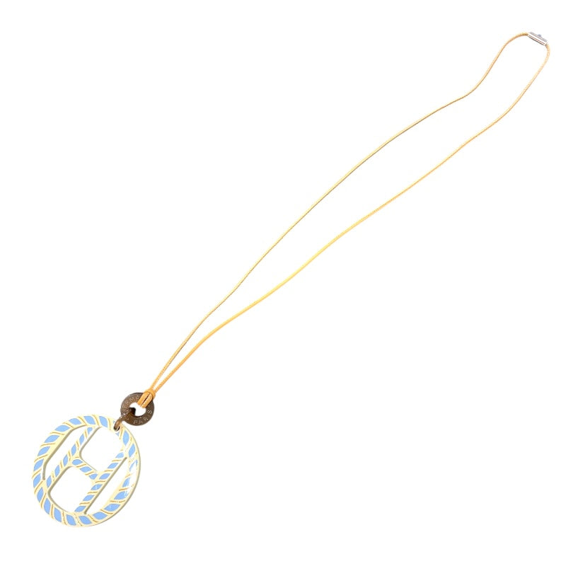 エルメス HERMES Hエキップネックレス ベージュ・ライトブルー ラッカー アクセサリー