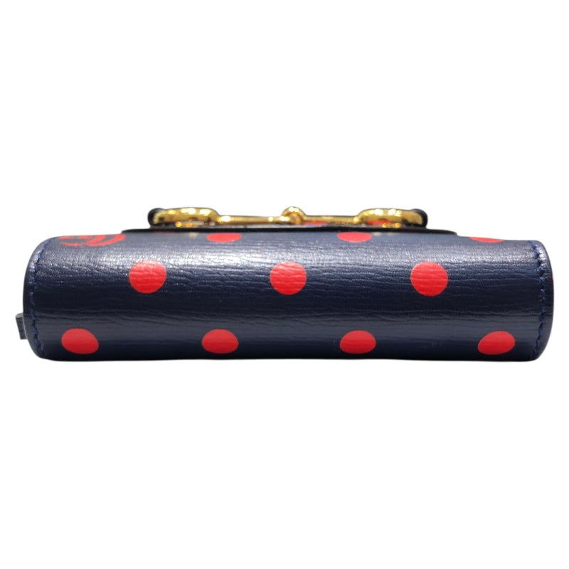 グッチ GUCCI ホースピット1955 カードケースウォレット 621887 ネイビー レザー レディース 二つ折り財布