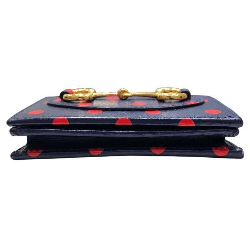 グッチ GUCCI ホースピット1955 カードケースウォレット 621887 ネイビー レザー レディース 二つ折り財布