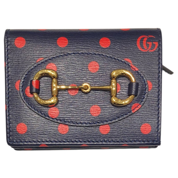 グッチ GUCCI ホースピット1955 カードケースウォレット 621887 ネイビー レザー レディース 二つ折り財布