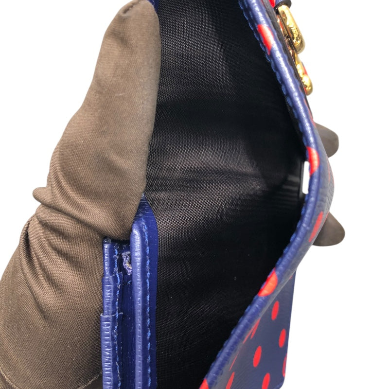 グッチ GUCCI ホースピット1955 カードケースウォレット 621887 ネイビー レザー レディース 二つ折り財布