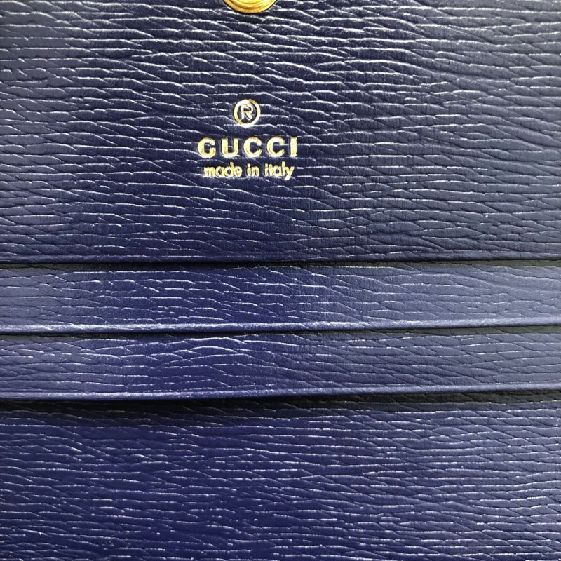 グッチ GUCCI ホースピット1955 カードケースウォレット 621887 ネイビー レザー レディース 二つ折り財布