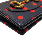 グッチ GUCCI ホースピット1955 カードケースウォレット 621887 ネイビー レザー レディース 二つ折り財布