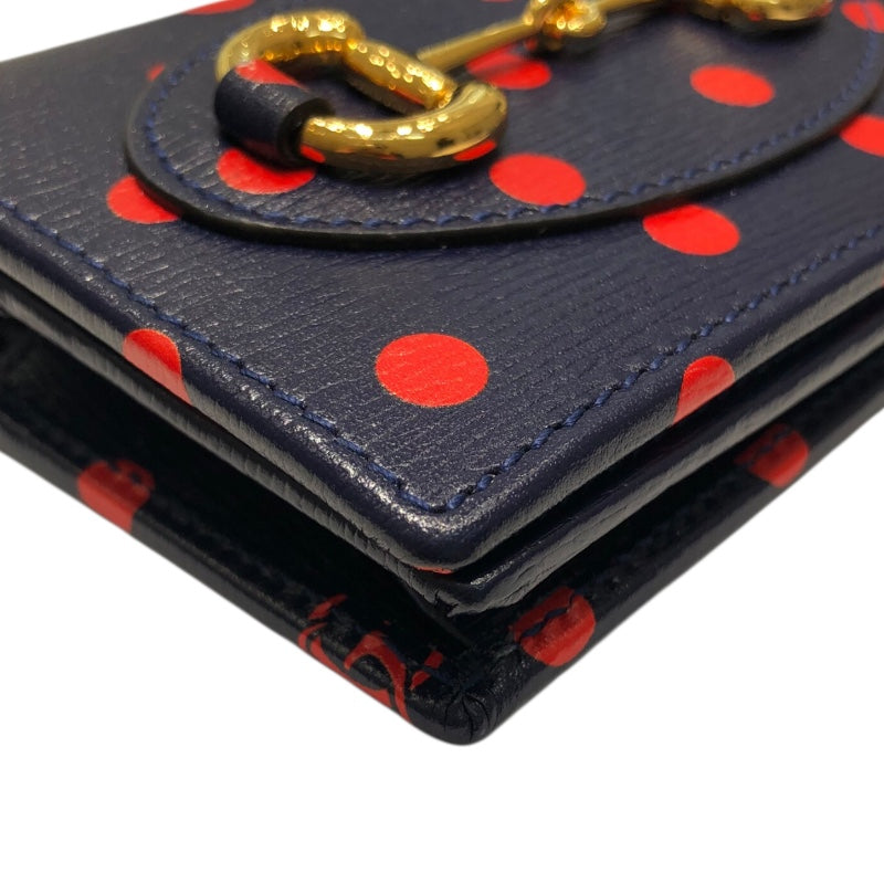 グッチ GUCCI ホースピット1955 カードケースウォレット 621887 ネイビー レザー レディース 二つ折り財布