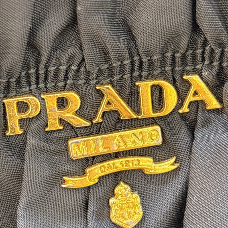 プラダ PRADA ギャザートートバッグ BN1788 ブラック/ゴールド金具 ナイロン/レザー レディース トートバッグ