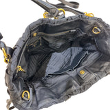 プラダ PRADA ギャザートートバッグ BN1788 ブラック/ゴールド金具 ナイロン/レザー レディース トートバッグ