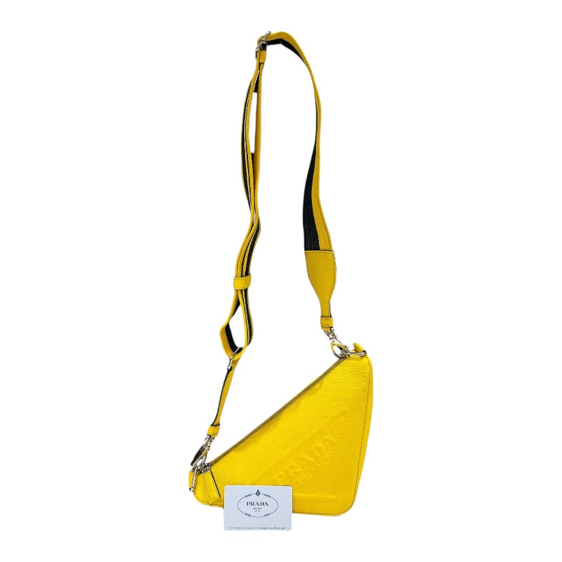 プラダ PRADA トライアングルショルダー 1NR015 イエロー レザー レディース ショルダーバッグ