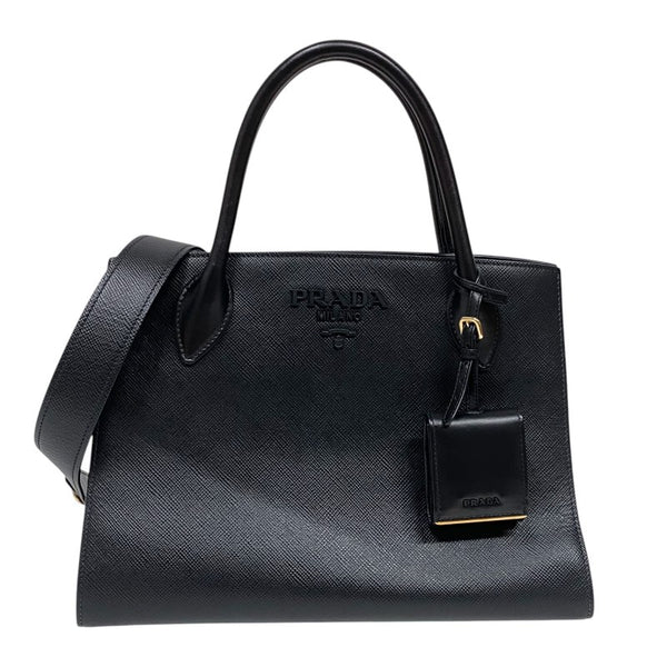 プラダ PRADA サフィアーノ モノクロームバッグ 1BA155 ブラック レディース ハンドバッグ ショルダーバッグ
