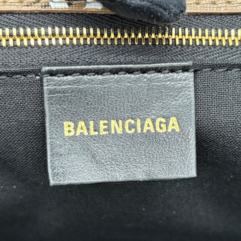 バレンシアガ BALENCIAGA シグネチャーミディアムショッパー 702698 ベージュ×ブラウン ゴールド金具 BBモノグラム・キャンバス ユニセックス ハンドバッグ