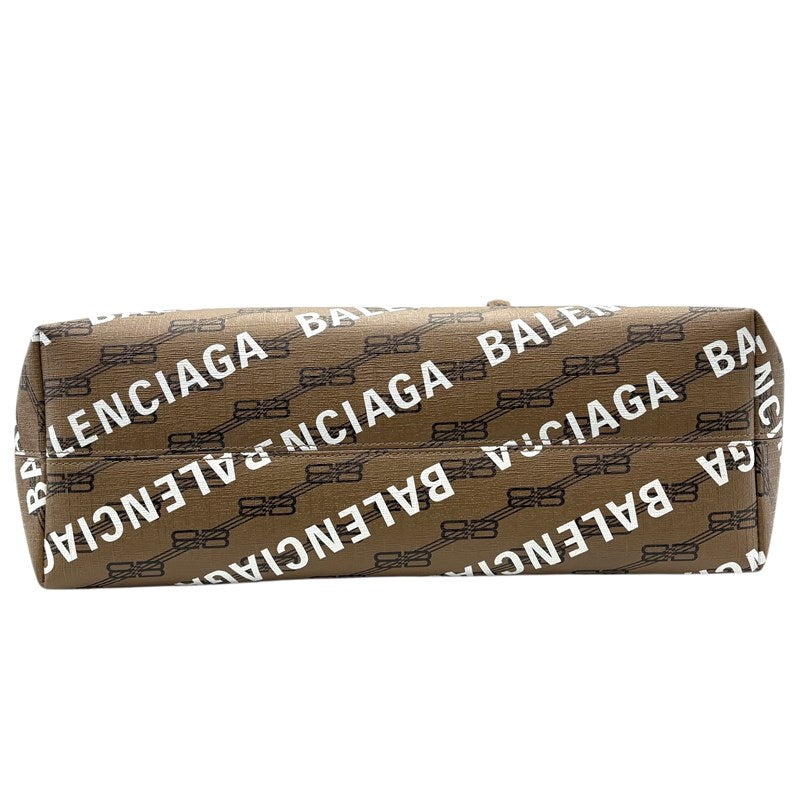 バレンシアガ BALENCIAGA シグネチャーミディアムショッパー 702698 ベージュ×ブラウン ゴールド金具 BBモノグラム・キャンバス ユニセックス ハンドバッグ