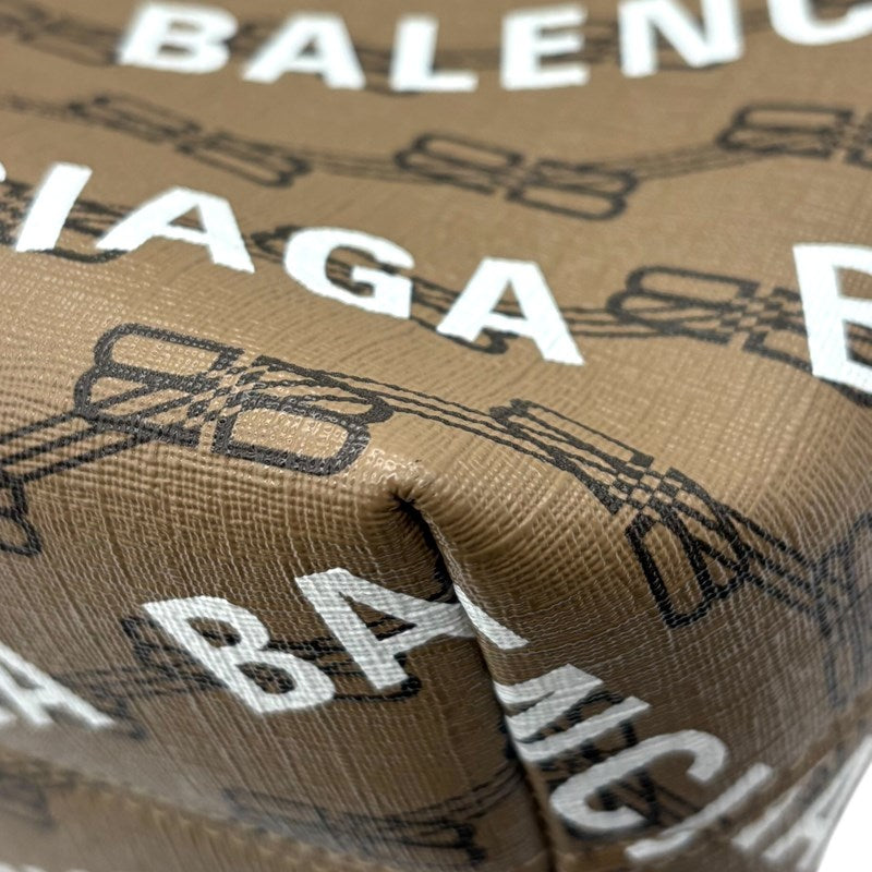 バレンシアガ BALENCIAGA シグネチャーミディアムショッパー 702698 ベージュ×ブラウン ゴールド金具 BBモノグラム・キャンバス ユニセックス ハンドバッグ