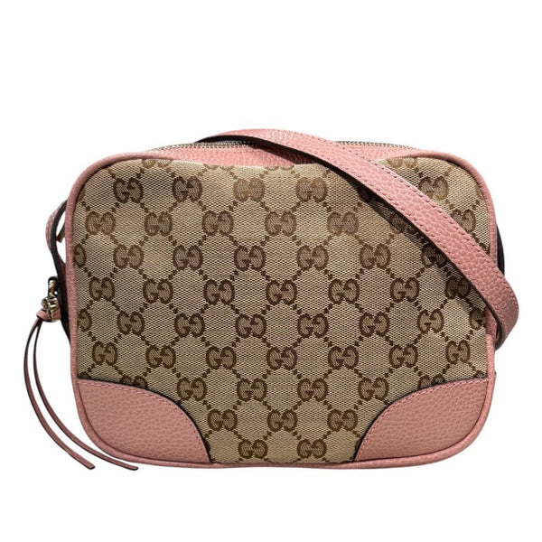 GUCCI GGキャンバス ハンドバッグ ベージュ/ピンク 中古・古着通販】GUCCI (グッチ) GGキャンバスハンドバッグ ピンク