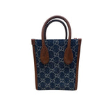 グッチ GUCCI デニム　ミニトートバッグ ネイビー GGデニム レディース ハンドバッグ