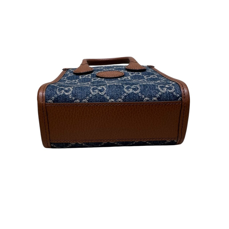 グッチ GUCCI デニム　ミニトートバッグ ネイビー GGデニム レディース ハンドバッグ