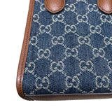 グッチ GUCCI デニム　ミニトートバッグ ネイビー GGデニム レディース ハンドバッグ