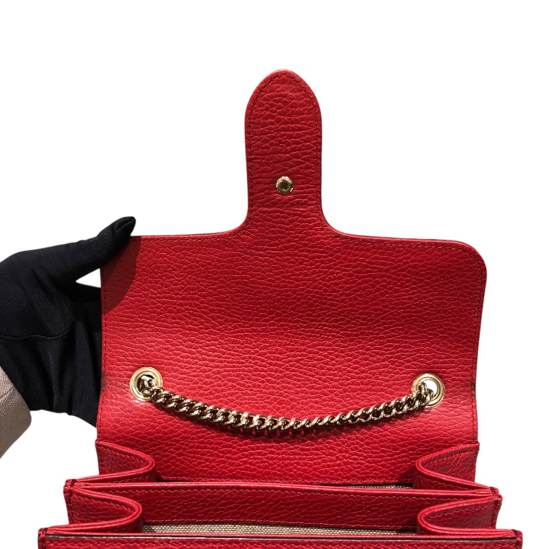グッチ GUCCI インターロッキングG　チェーンバッグ レッド レザー レディース ショルダーバッグ