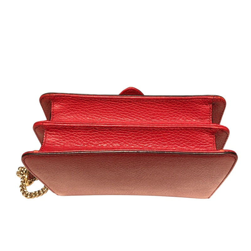 グッチ GUCCI インターロッキングG　チェーンバッグ レッド レザー レディース ショルダーバッグ
