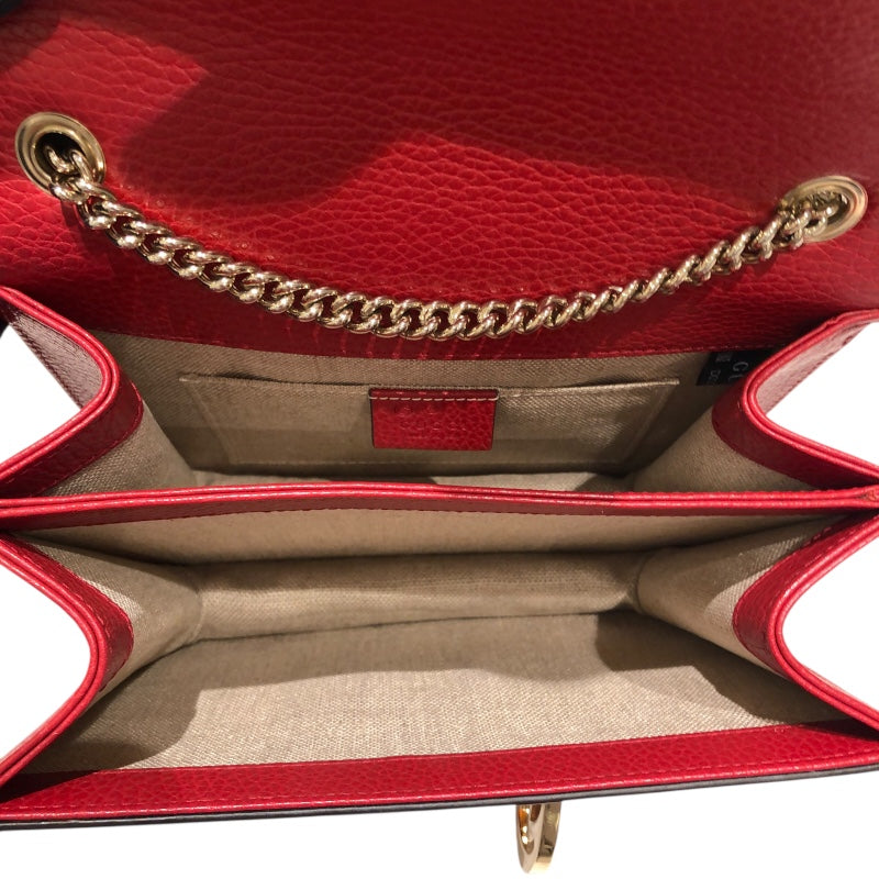 グッチ GUCCI インターロッキングG　チェーンバッグ レッド レザー レディース ショルダーバッグ
