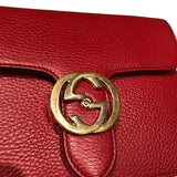 グッチ GUCCI インターロッキングG　チェーンバッグ レッド レザー レディース ショルダーバッグ