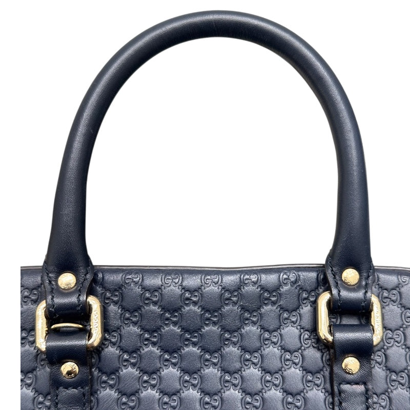 グッチ GUCCI マイクログッチシマ　スモールボストンバッグ ネイビー マイクログッチシマレザー レディース ボストンバッグ