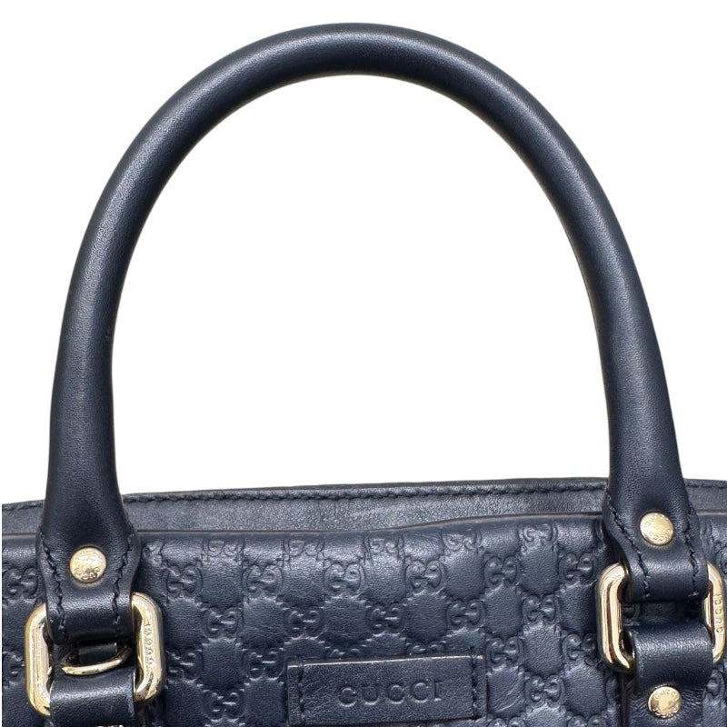グッチ GUCCI マイクログッチシマ　スモールボストンバッグ ネイビー マイクログッチシマレザー レディース ボストンバッグ
