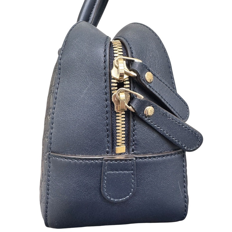 グッチ GUCCI マイクログッチシマ　スモールボストンバッグ ネイビー マイクログッチシマレザー レディース ボストンバッグ