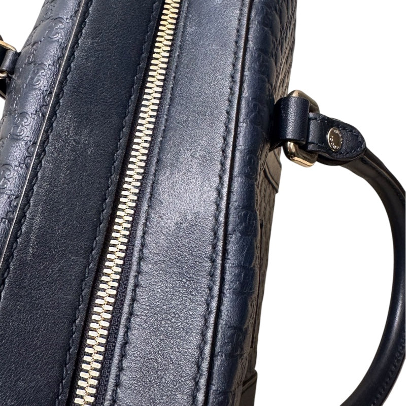 グッチ GUCCI マイクログッチシマ　スモールボストンバッグ ネイビー マイクログッチシマレザー レディース ボストンバッグ