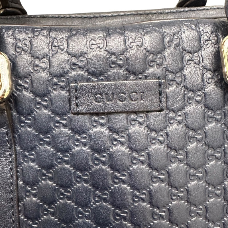 グッチ GUCCI マイクログッチシマ　スモールボストンバッグ ネイビー マイクログッチシマレザー レディース ボストンバッグ
