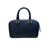 グッチ GUCCI マイクログッチシマ　スモールボストンバッグ ネイビー マイクログッチシマレザー レディース ボストンバッグ