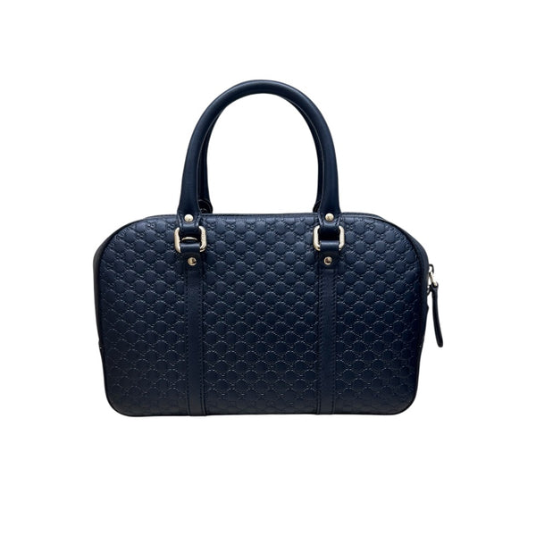 グッチ GUCCI マイクログッチシマ　スモールボストンバッグ ネイビー マイクログッチシマレザー レディース ボストンバッグ