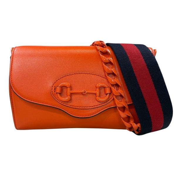 グッチ GUCCI ホースビットショルダーバッグ 724713 オレンジ レザー レディース ショルダーバッグ