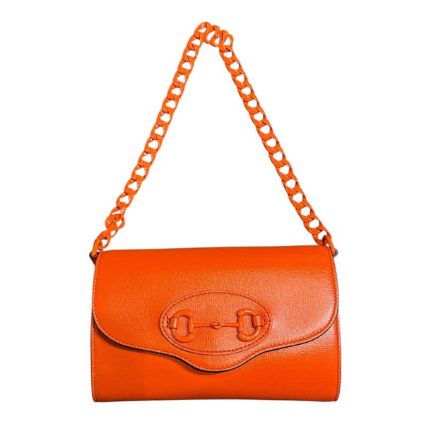 グッチ GUCCI ホースビットショルダーバッグ 724713 オレンジ レザー レディース ショルダーバッグ