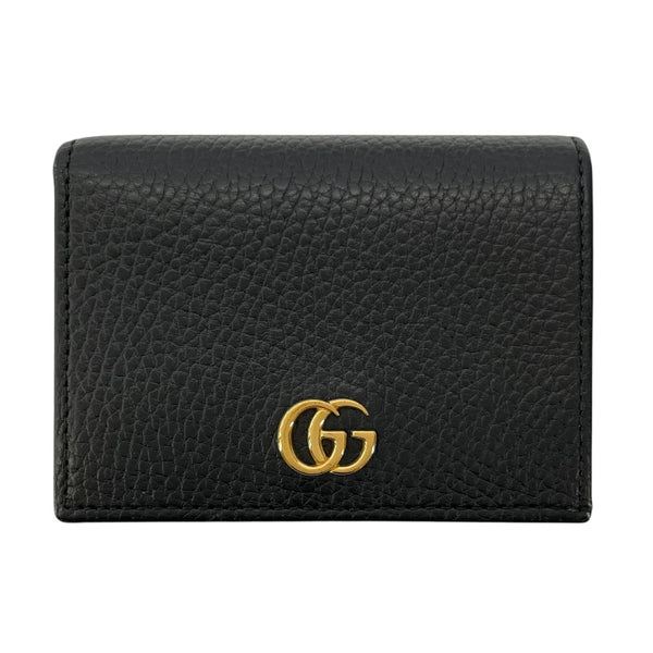 グッチ GUCCI ダブルGカードケースウォレット 456126 ブラック レザー レディース 二つ折り財布