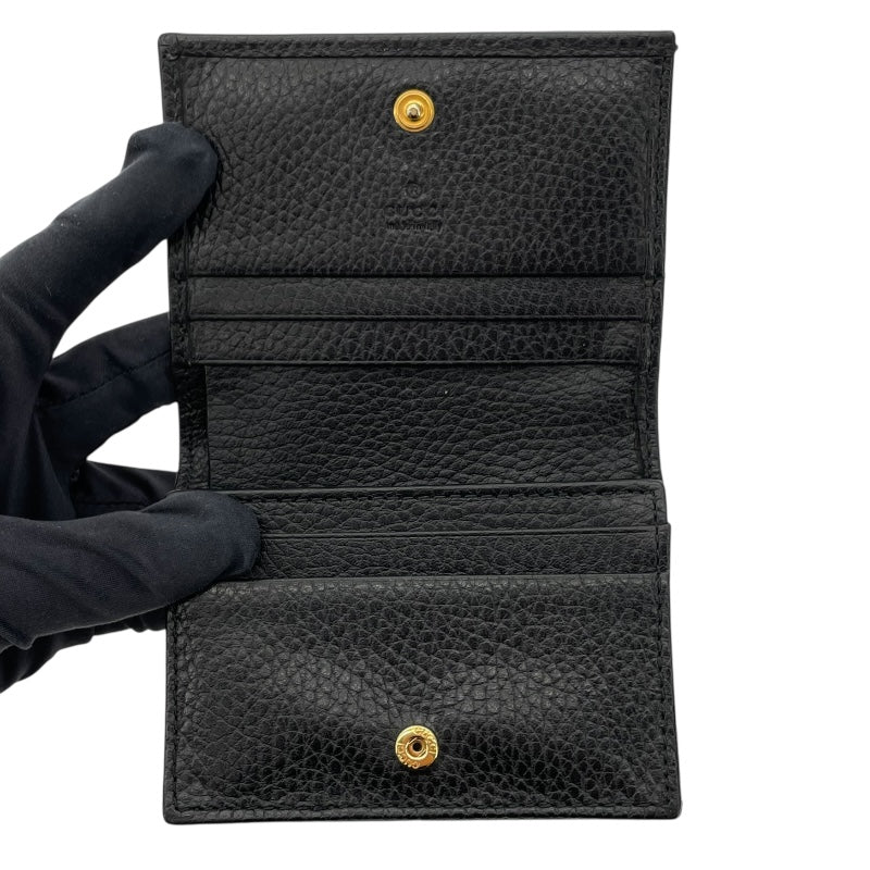 グッチ GUCCI ダブルGカードケースウォレット 456126 ブラック レザー レディース 二つ折り財布