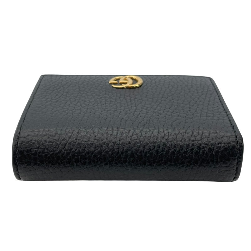 グッチ GUCCI ダブルGカードケースウォレット 456126 ブラック レザー レディース 二つ折り財布