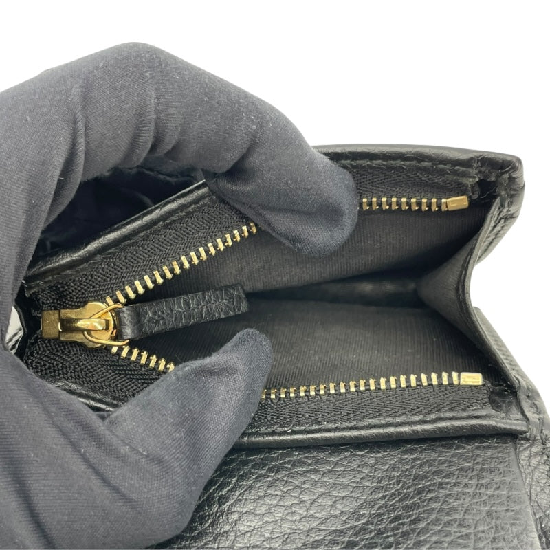 グッチ GUCCI ダブルGカードケースウォレット 456126 ブラック レザー レディース 二つ折り財布
