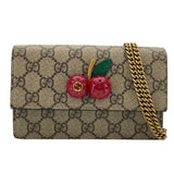 グッチ GUCCI チェリー付き GGスプリーム ミニバッグ 481291 ブラウン GGスプリームキャンバス レディース ショルダーバッグ