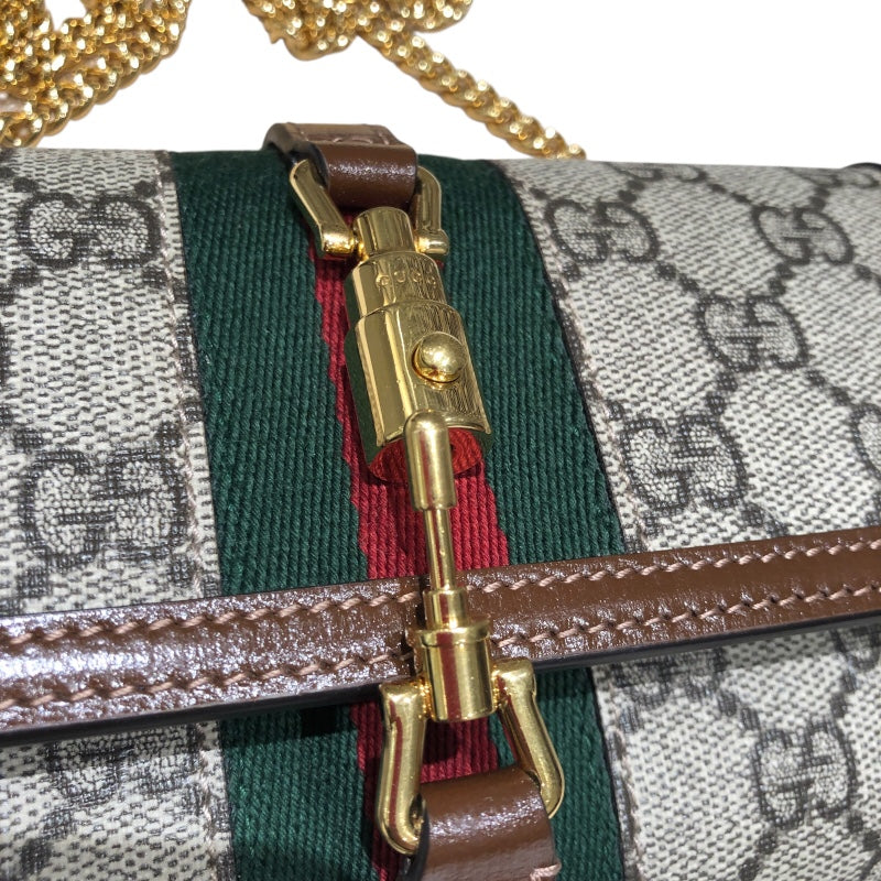 グッチ GUCCI ジャッキー1961　チェーン付きコンチネンタルウォレット 652681 ブラウン GGスプリーム レディース ウォレットチェーン