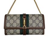 グッチ GUCCI ジャッキー1961　チェーン付きコンチネンタルウォレット 652681 ブラウン GGスプリーム レディース ウォレットチェーン