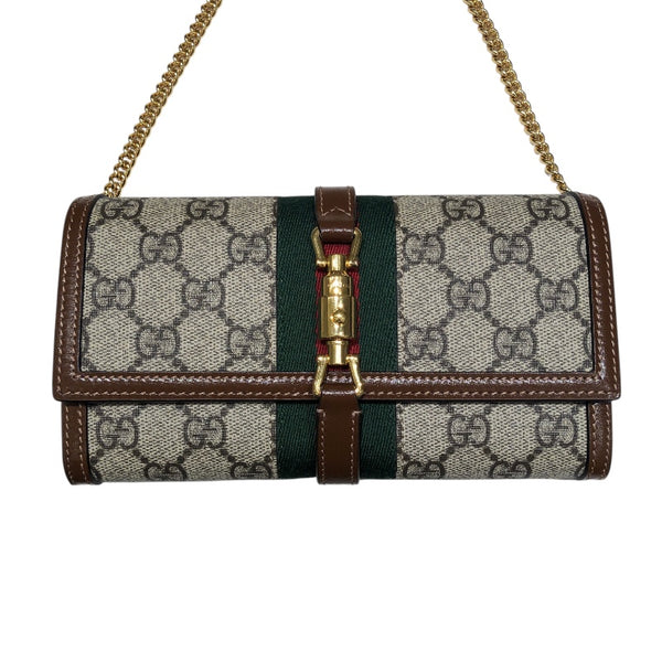 グッチ GUCCI ジャッキー1961　チェーン付きコンチネンタルウォレット 652681 ブラウン GGスプリーム レディース ウォレットチェーン