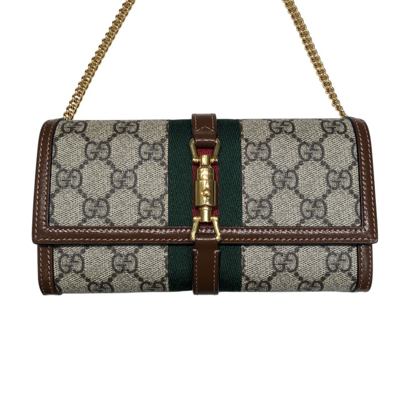 グッチ GUCCI ジャッキー1961　チェーン付きコンチネンタルウォレット 652681 ブラウン GGスプリーム レディース ウォレットチェーン