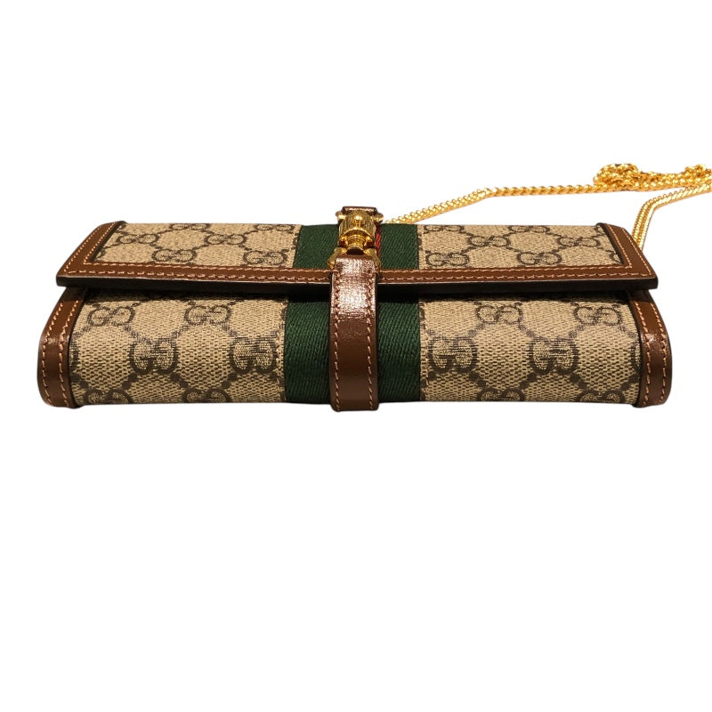 グッチ GUCCI ジャッキー1961　チェーン付きコンチネンタルウォレット 652681 ブラウン GGスプリーム レディース ウォレットチェーン