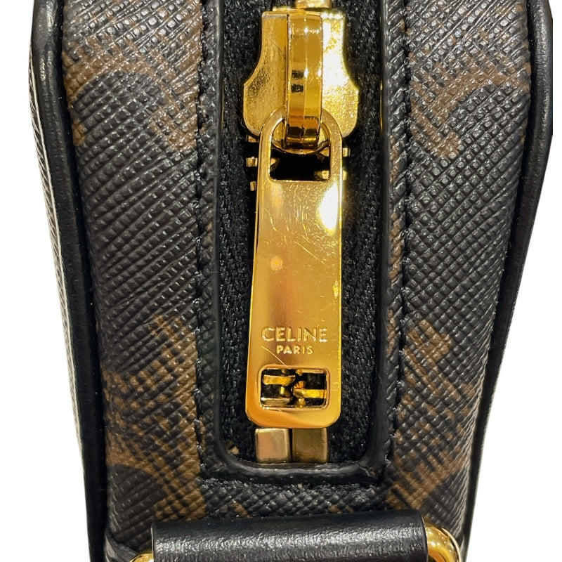 セリーヌ CELINE ミディアム メッセンジャーバッグ 194502 ブラック トリオンフキャンバス/タン ユニセックス ショルダーバッグ