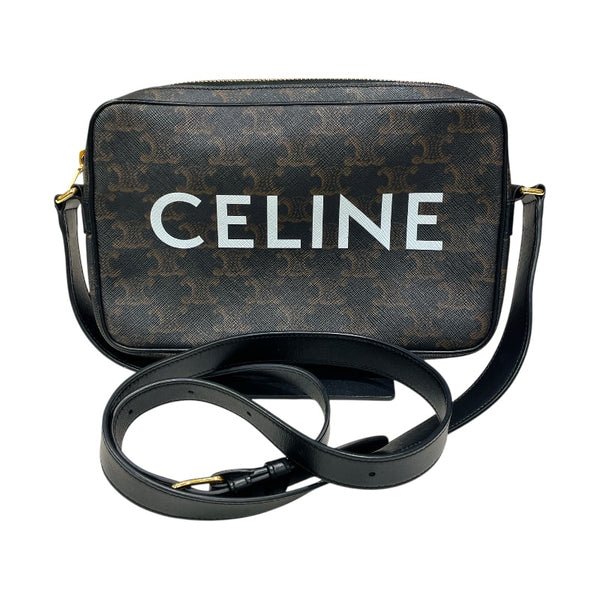 セリーヌ CELINE ミディアム メッセンジャーバッグ 194502 ブラック トリオンフキャンバス/タン ユニセックス ショルダーバッグ