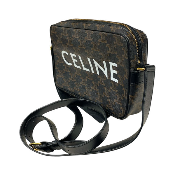 セリーヌ CELINE ミディアム メッセンジャーバッグ 194502 ブラック トリオンフキャンバス/タン ユニセックス ショルダーバッグ